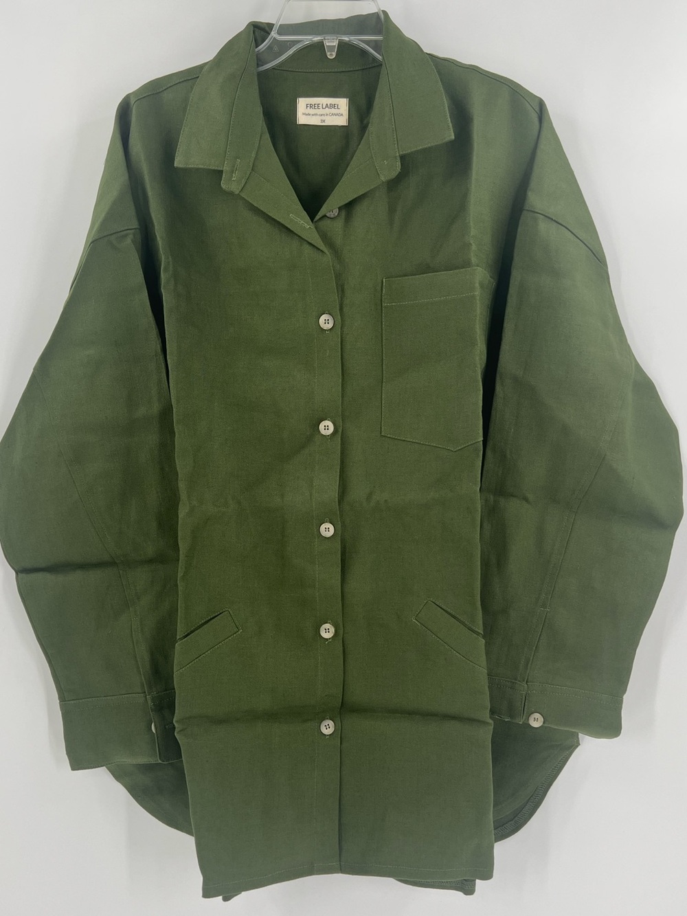 Free Label Pine Linen Cora Shacket Olive Green 3X NWT $198